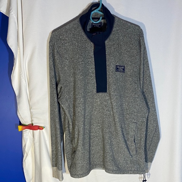 Men's Abercrombie & Fitch Gray Quarter-Zip Pullover, Size Large - Picture 1 of 10